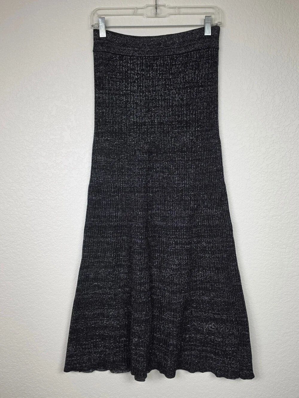 Free People Sparkling Silver Dark Grey Gray Stretch Skirt